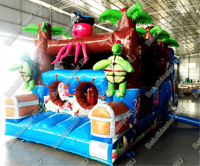 Коммерческий надувной батут "Пират-осьминог"