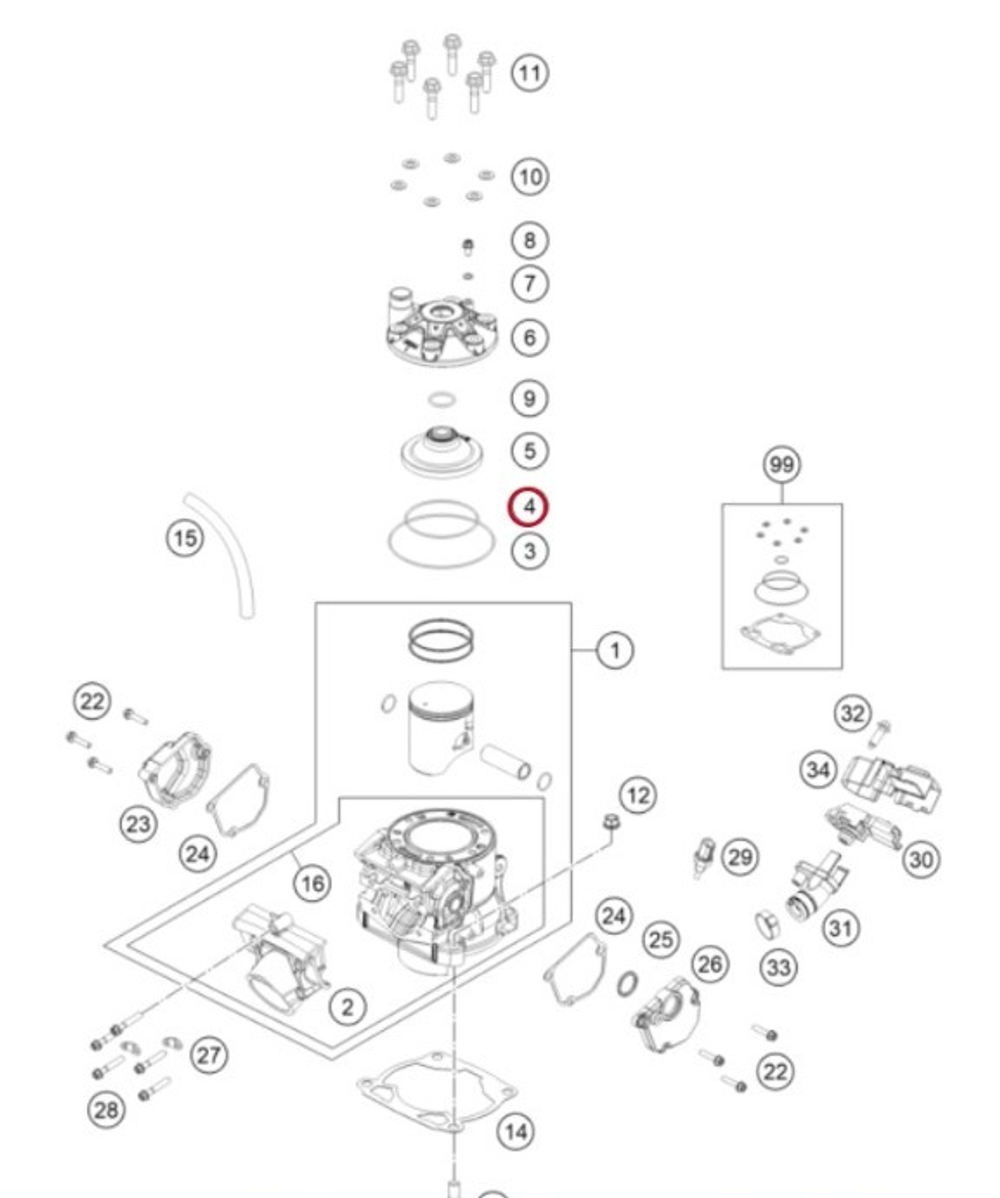 Уплотнительное кольцо KTM, HQV, GASGAS MC/EC 250 73,00X2,00 VITON