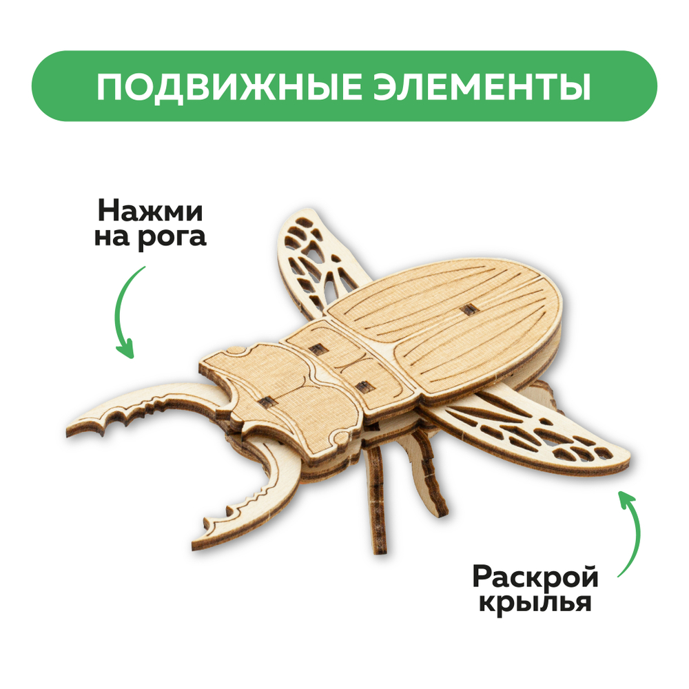 Набор миниатюрных конструкторов "Насекомые" / 3 модели с дополненной реальностью. Купить деревянный конструктор. Выбрать открытку-конструктор. Миниатюрная сборная модель.