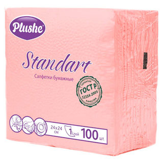 Салфетка 24х24(1сл.) 100 л. Plushe Standart Розовая