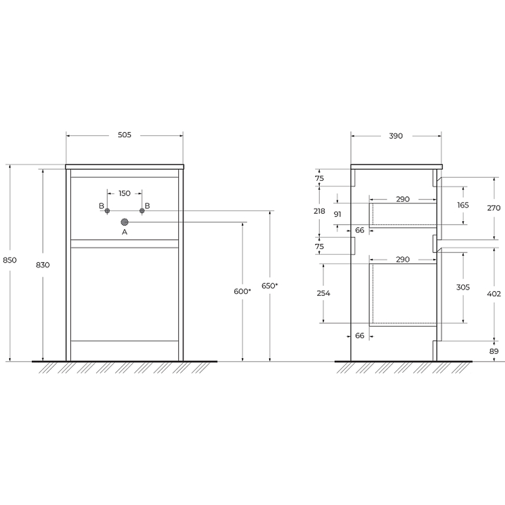 Тумба под раковину BelBagno Kraft 39 50 KRAFT39-500/390-2C-PIA-BO Bianco Opaco
