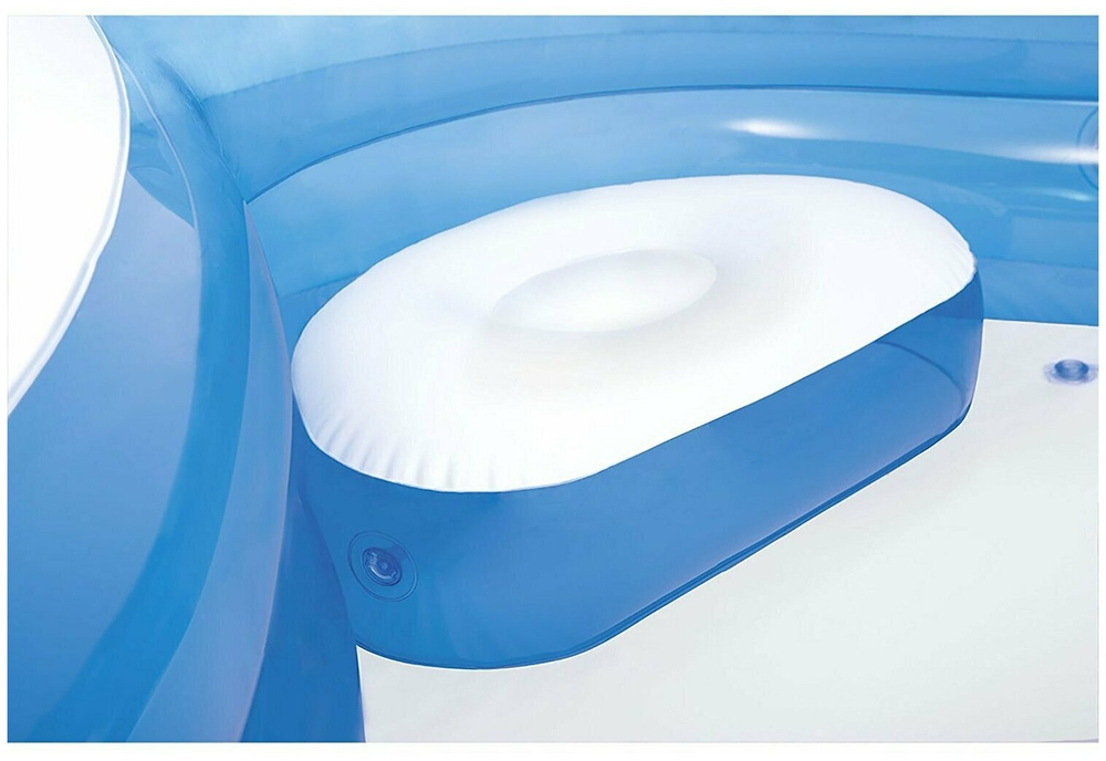 Бассейн надувной Intex 56475 Swim Center Family Lounge 229х229х66 см / Квадратный бассейн Интекс с сиденьями и спинками для дачи и отдыха