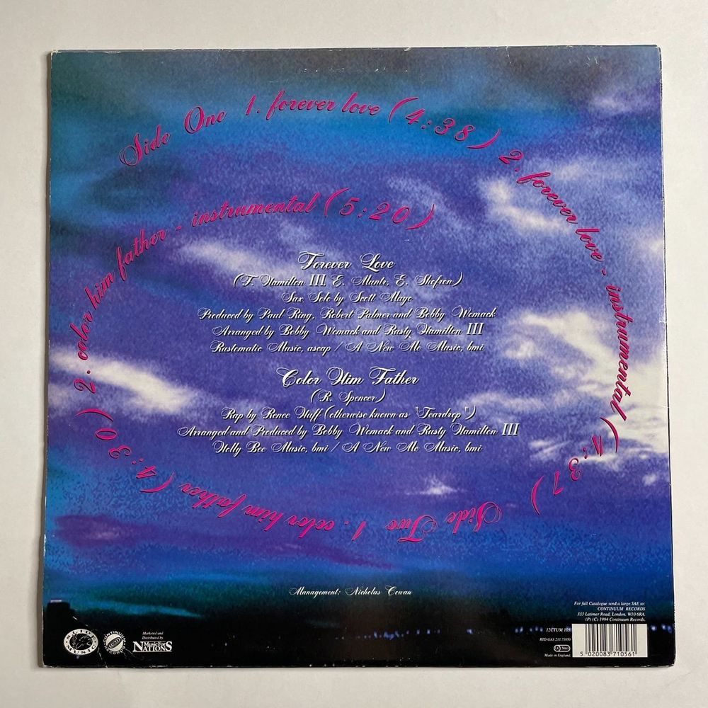 Винтажная виниловая пластинка LP Bobby Womack Forever Love (UK 1994) Maxi Single