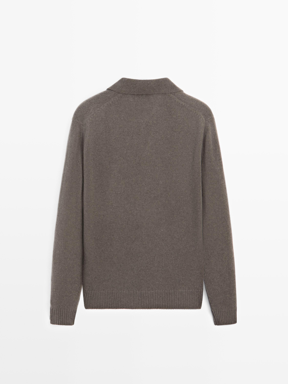 Massimo Dutti Свитер поло из смесовой шерсти с V-образным вырезом, серый