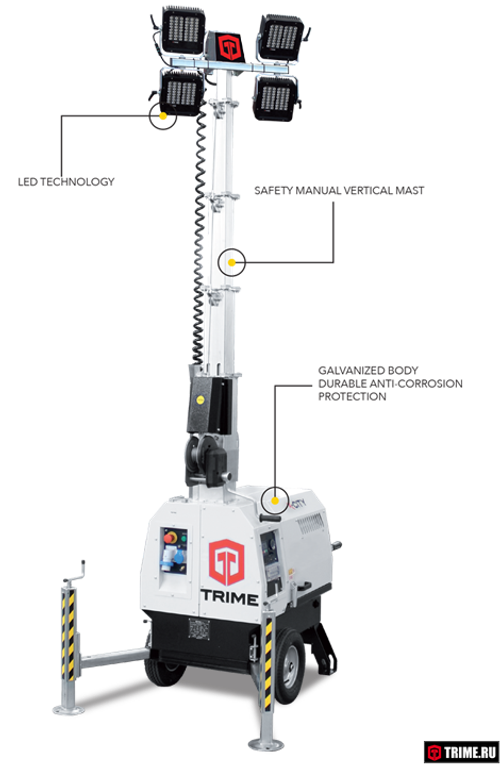 Осветительная мачта TRIME X-CITY 4X160W LED дизельная - [5.5 м / Yanmar]