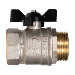 Кран шаровой латунный LD Pride 47.32.B-Н.Б Ду 32 Ру 25 вн-нр, (бабочка)