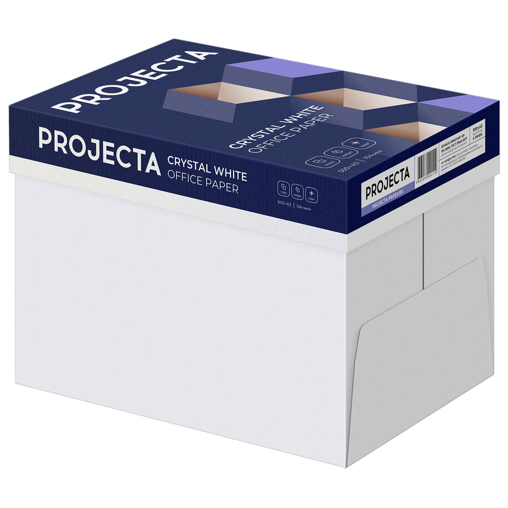 Бумага офисная БОЛЬШОГО ФОРМАТА (297×420), А3, 80 г/м2, 500 л., марка В, PROJECTA SPECIAL, Россия, 153% (CIE).