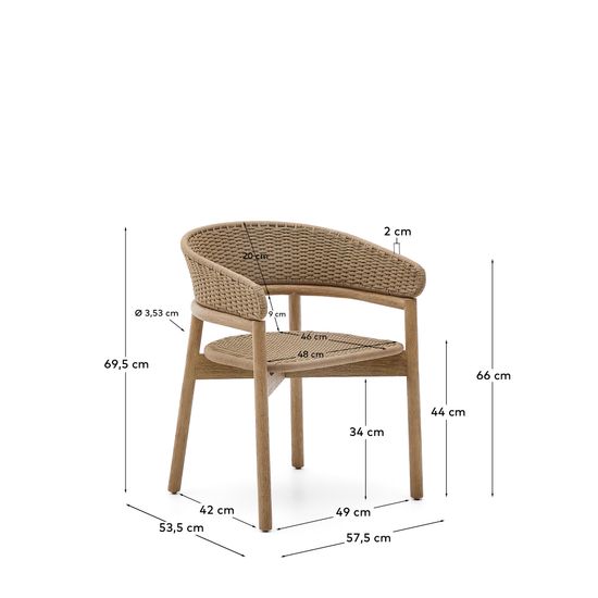 Стул Arinella из акации с натуральной отделкой и бежевой веревкой Испания 