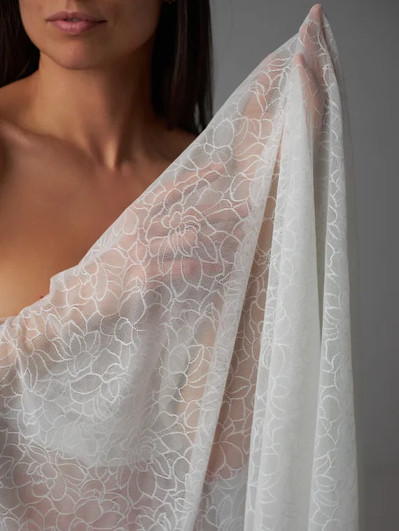 Сетка эластичная Цветок Лотоса оптом, айвори 004