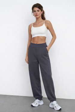 Джоггеры бананы без начеса из премиум футера цвета антрацит