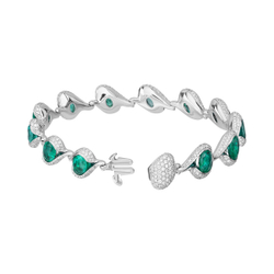 Браслет с Изумрудами и Бриллиантами, Эмаль, Br0123-1/1