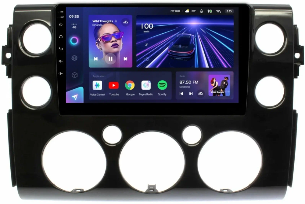Магнитола для Toyota FJ Cruiser 2005-2022 (рамка черная) - Teyes CC3L монитор 9" IPS на Android 10, 8-ядер, CarPlay, 4G SIM-слот