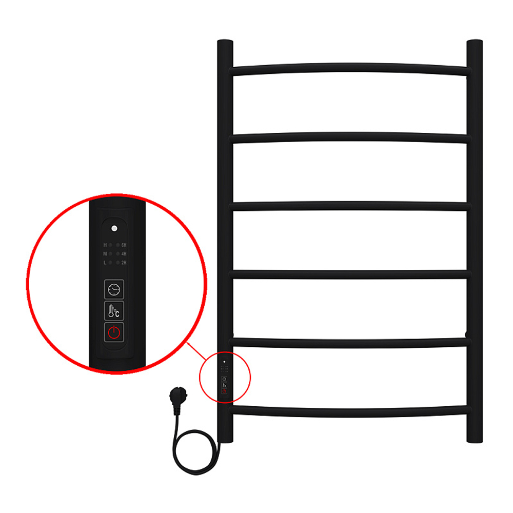 Полотенцесушитель электр. Azario VERONA 53.2х80, Черный