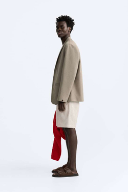 ZARA ШОРТЫ ИЗ 100% ЛЬНА, СВЕТЛО-БЕЖЕВЫЙ