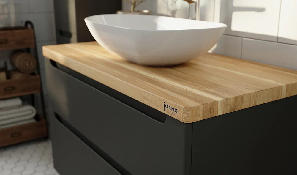 Тумба с раковиной Jorno Wood 80 см wood.01.80/P/GR серая