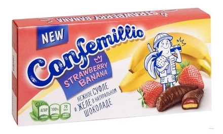 Конфеты "Confemillio" 160г. Банан и клубника Красный пищевик