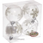Новогодние шары 6 см (набор 4 шт) «Фантастические снежинки», шампань