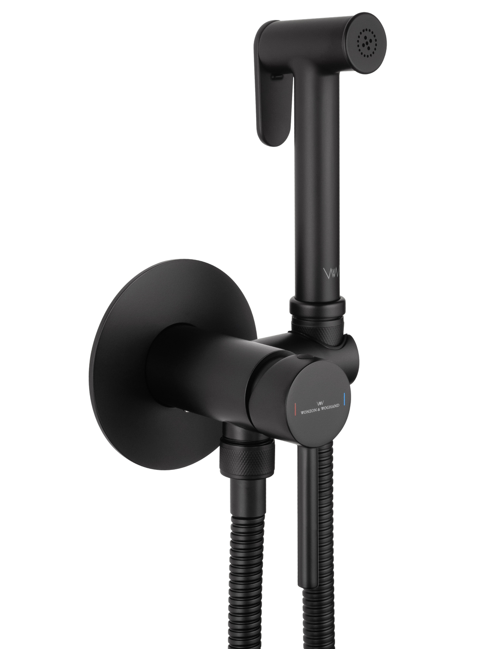Смеситель с гигиеническим душем встраиваемый WONZON & WOGHAND STICK, Черный матовый (WW- 88829902-MB)