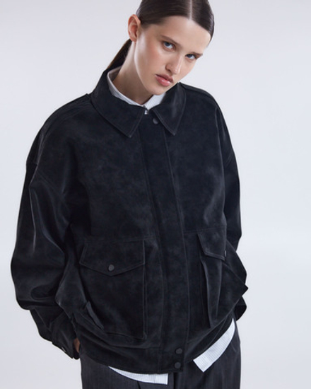 Куртка из искусственной замши с утеплителем черный