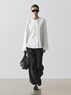 Massimo Dutti Рубашка из струящегося поплина, белый