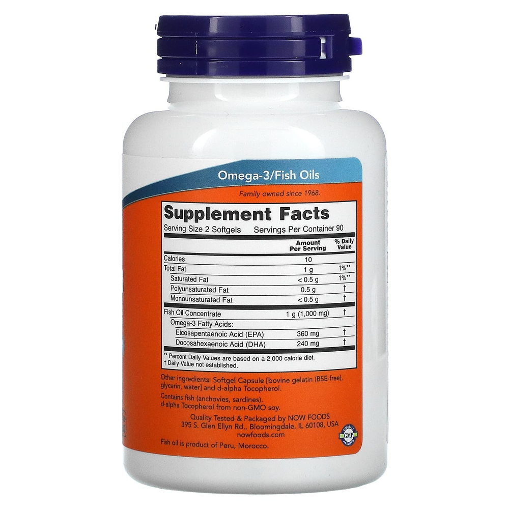 NOW Foods, жирные кислоты омега-3 в мини-капсулах, 180 ЭПК / 120 ДГК, 180 капсул