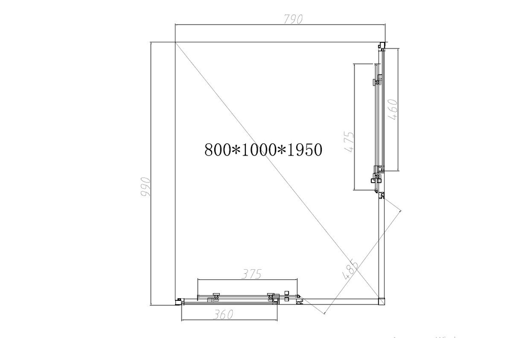 Душевой уголок Слим-Н (Slim-N) Vincea VSS-4SN8010CL, 1000*800, хром, стекло прозрачное