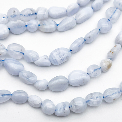 Агат голубой бусины ("Сапфирин"), сорт Б, размер около 5-8 мм, цена за нить 38 см