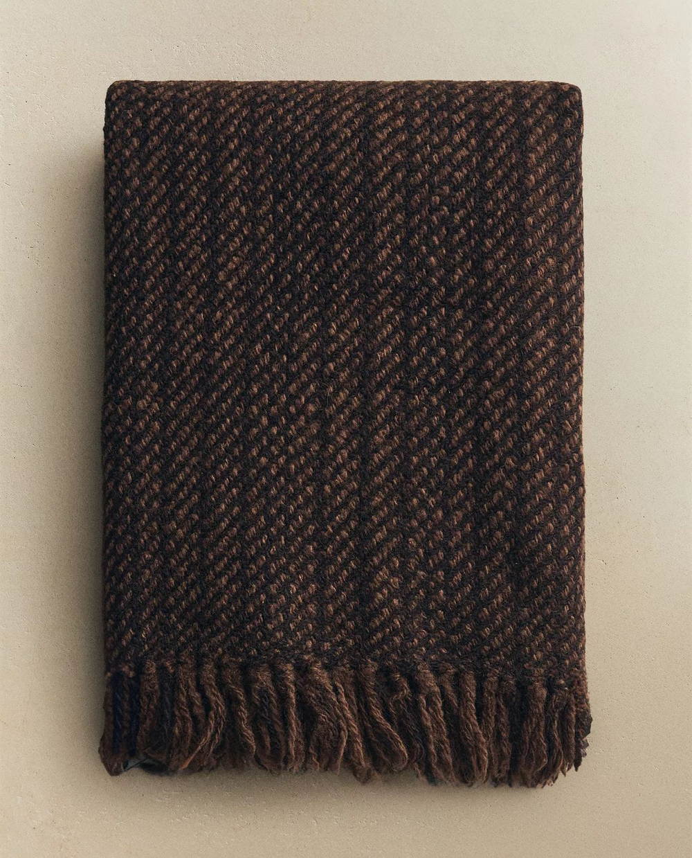 Zara Home - Шерстяной плед, коричневый, 130x170 см
