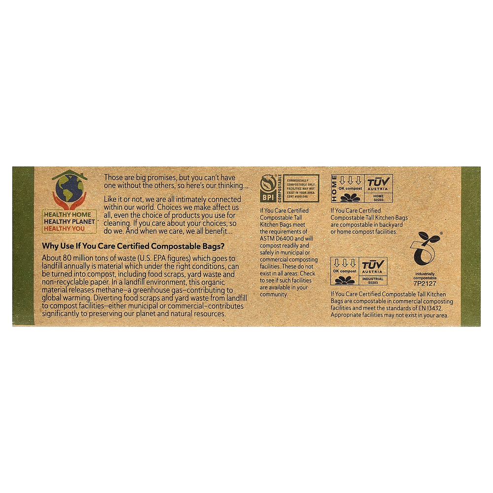 If You Care, Tall Kitchen Bags, 13 галлонов, 12 шт.