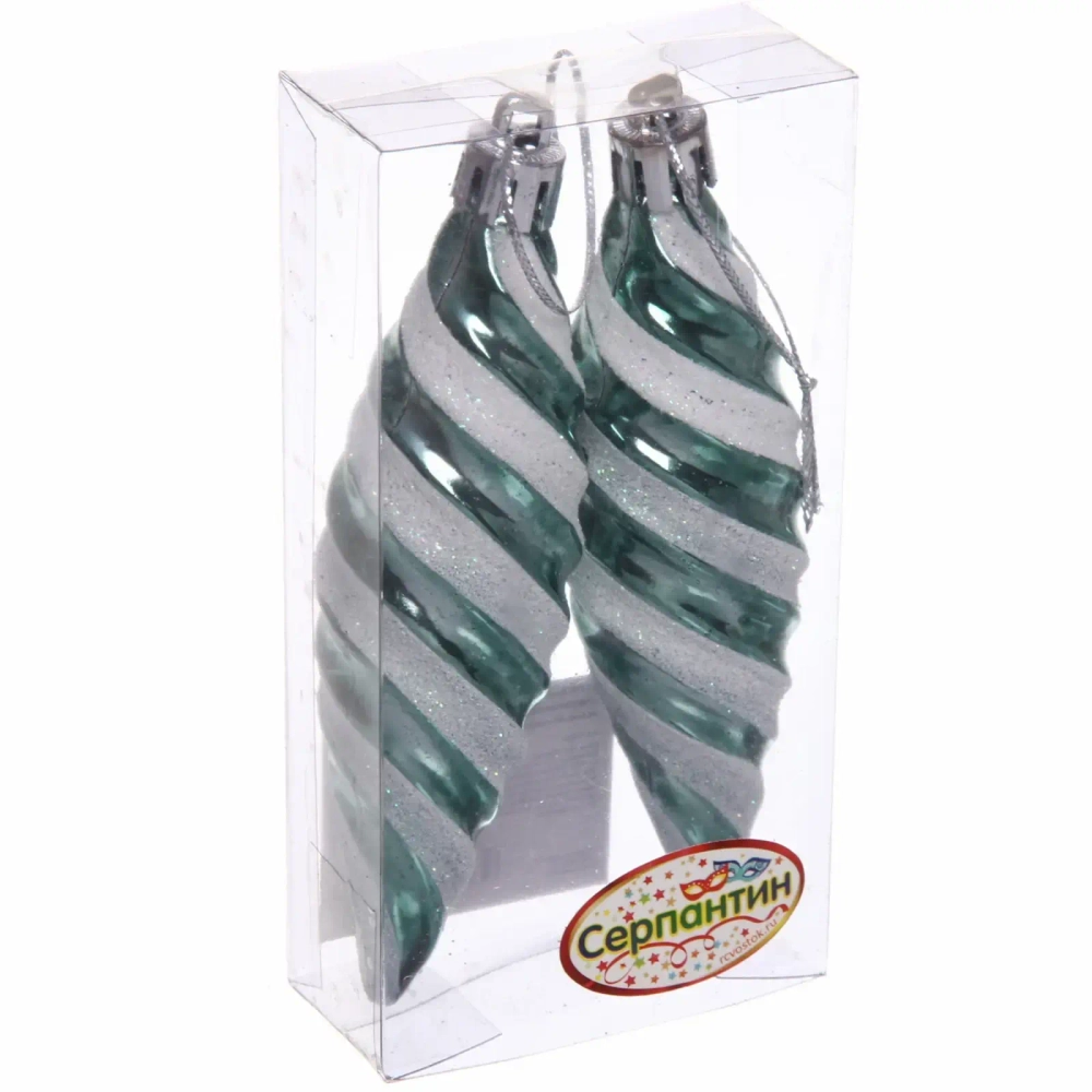 Ёлочные игрушки «Таинственное очарование» Сосульки 10 см (набор 2шт), темный нефрит