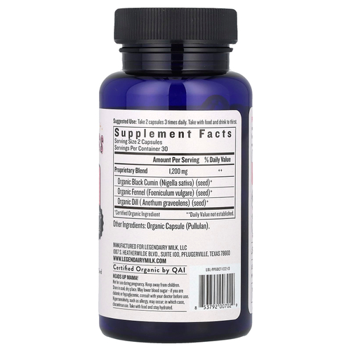 Legendairy Milk, Pump Princess, 60 веганских капсул