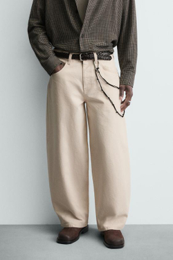 ZARA ДЖИНСЫ BALLOON FIT, ЭКРЮ