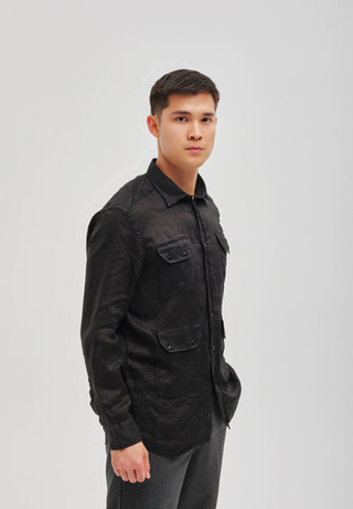 Рубашка мужская Лен BLACK