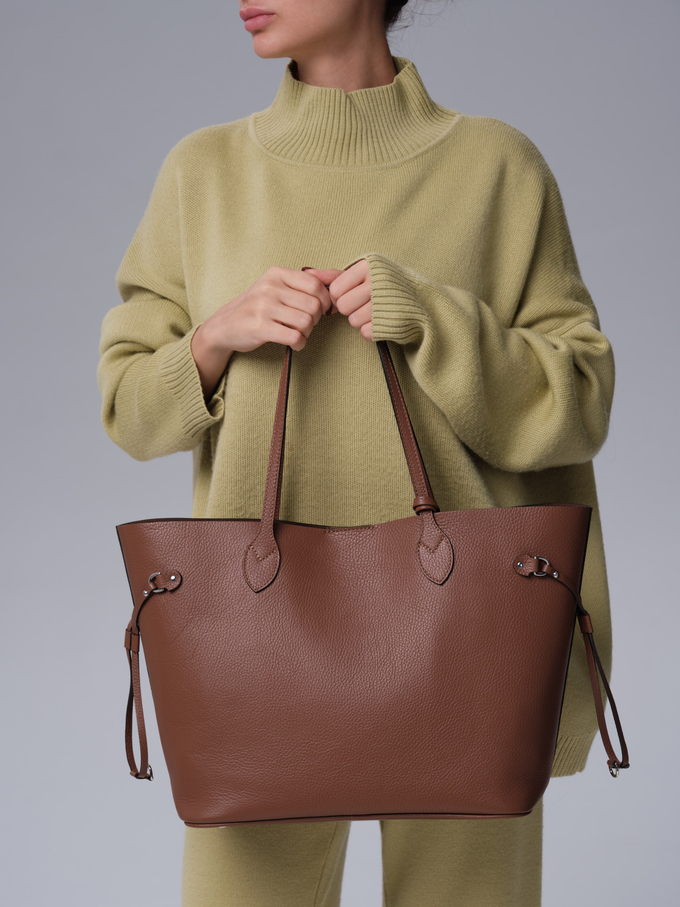 Сумка кожаная шоппер Deboro 30890 темный орех