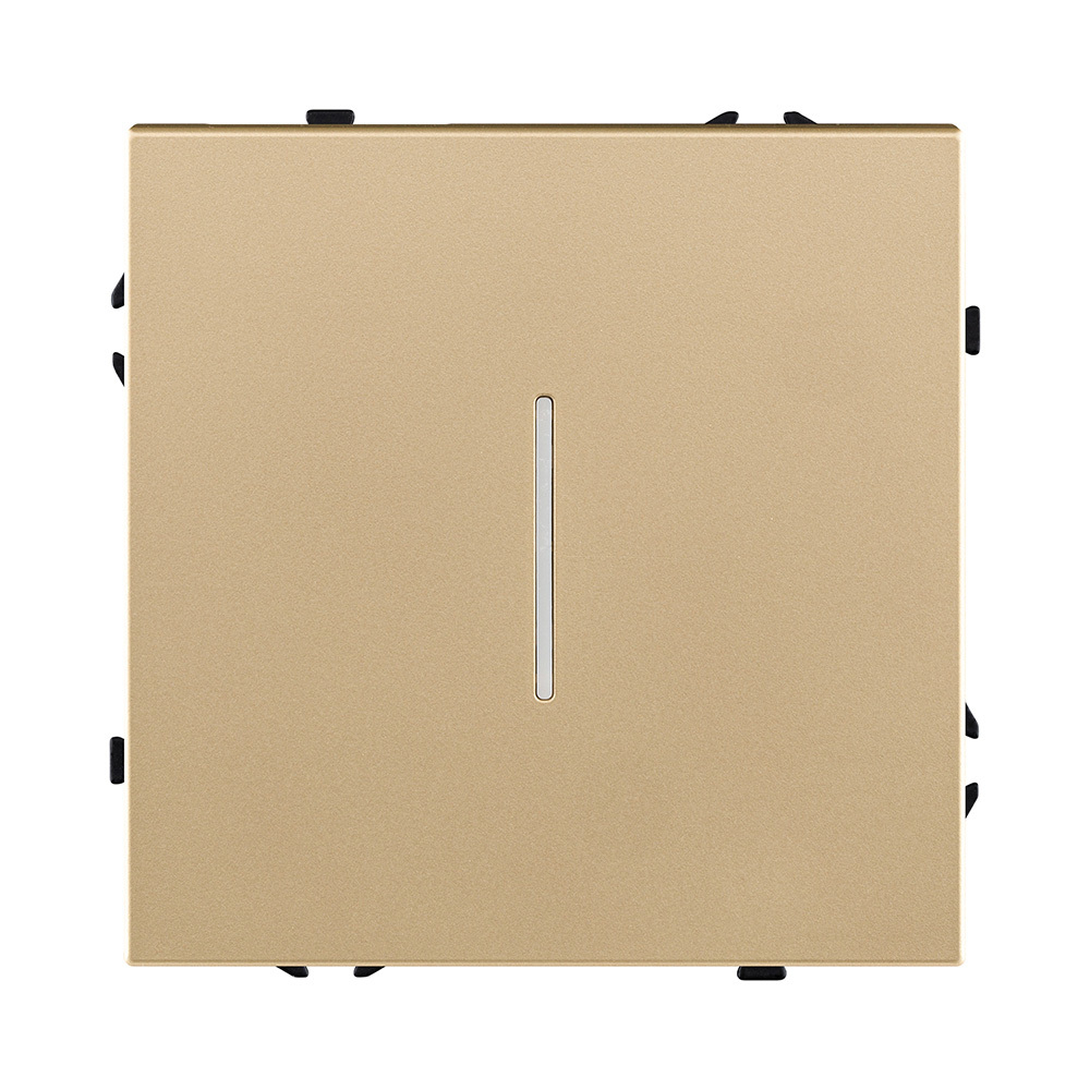 Выключатель кнопочный 1-клавишный 10А/250В с LED подсветкой, золотой Kollinger Eclipse EC-012GD