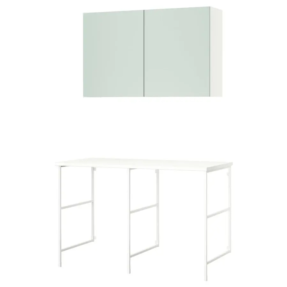 Комбинация для ванной - IKEA ENHET, 136х63.5х90.5 см, белый/светло-зеленый, ЭНХЕТ ИКЕА