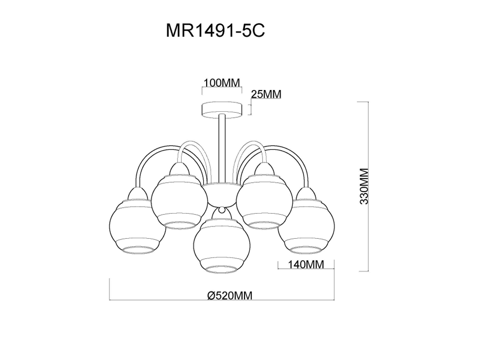 Потолочная люстра на штанге MyFar Kris MR1491-5C