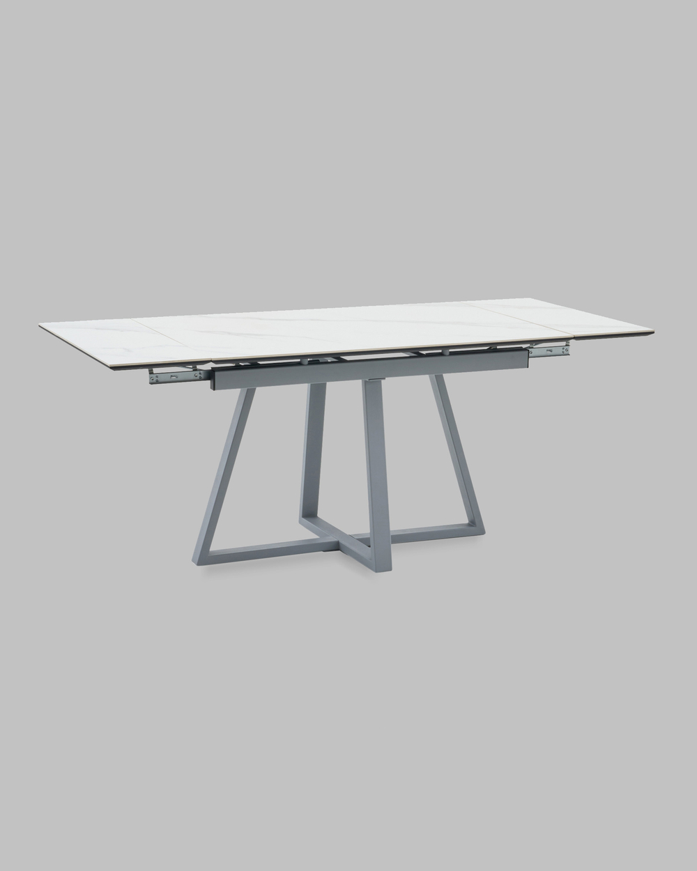 Стол Керас 120-180/80/75 столешница МДФ16/керамика Snow white подстолье металл серый