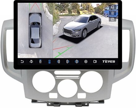 Магнитола для Nissan NV200 2009+ (рамка серебро) - Teyes CC3-2K-360 монитор 13" 2K QLED на Android 10, 6Гб+128Гб, CarPlay, 4G SIM-слот, 4 камеры в комплекте