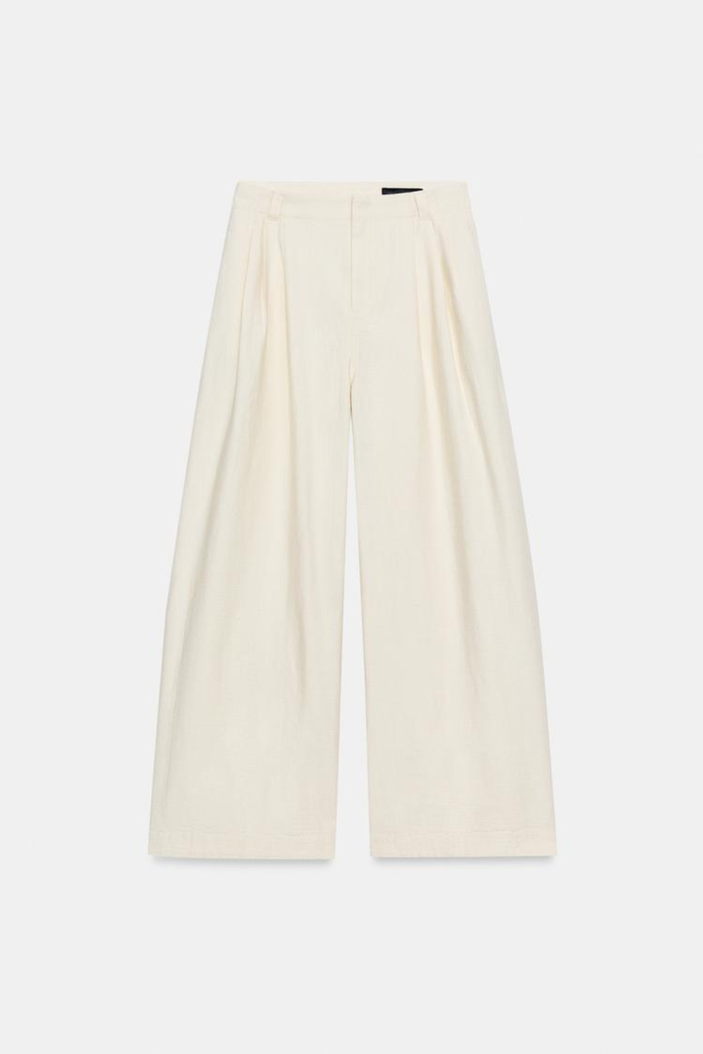 ZARA БРЮКИ ОВЕРСАЙЗ — ZW COLLECTION, ЭКРЮ