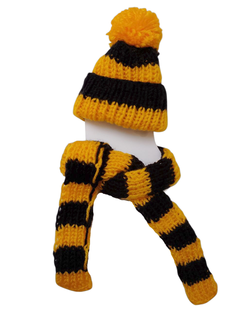 Набор шапка и шарф для мягкой игрушки Мини-Tux жёлто-чёрный