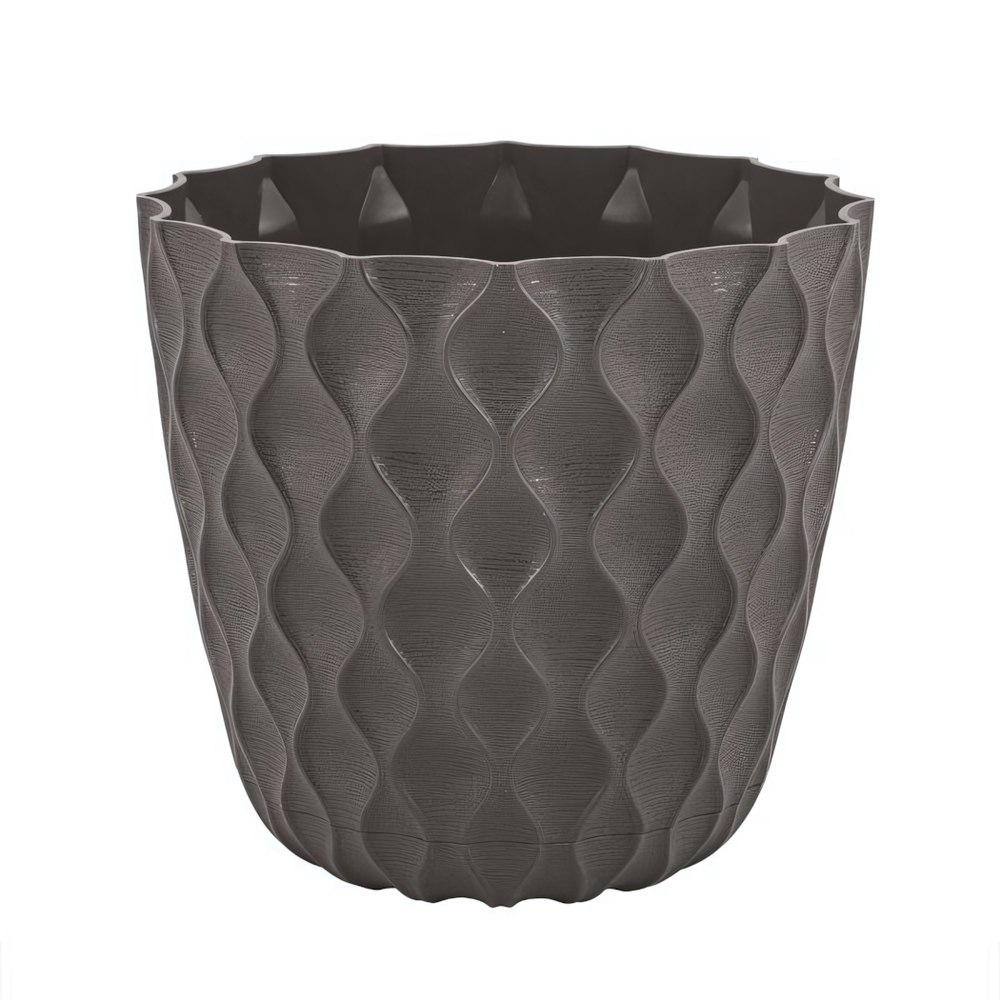 Горшок для цветов InGreen Wave с дренажной сеткой и поддоном 0,65л D115мм, горький шоколад