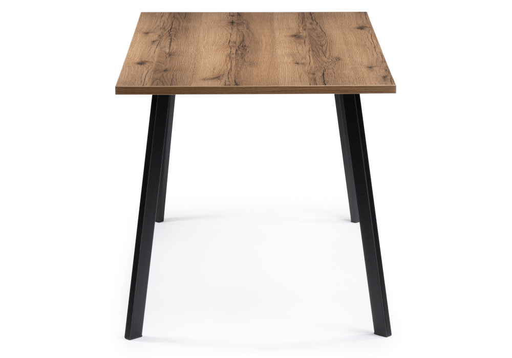 Стол деревянный Woodville Тринити Лофт 120х80 25 мм дуб делано темный, черный матовый, ножки черные
