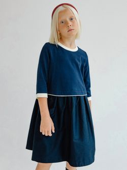 Платье с кантом ТЕМНО-СИНИЙ