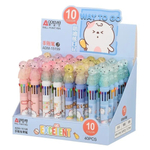 Ручка шариковая, автоматическая, 10в1, Odemei, 10-ти цветная, серия "ПРИВИДЕНИЕ", с резиновой фигуркой, 40 шт