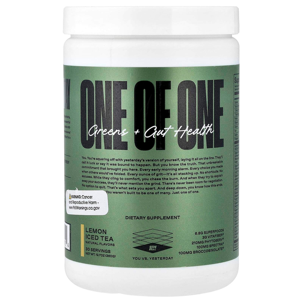 ONE OF ONE, Greens + Gut Health, холодный чай с лимоном, 360 г (12,7 унции)