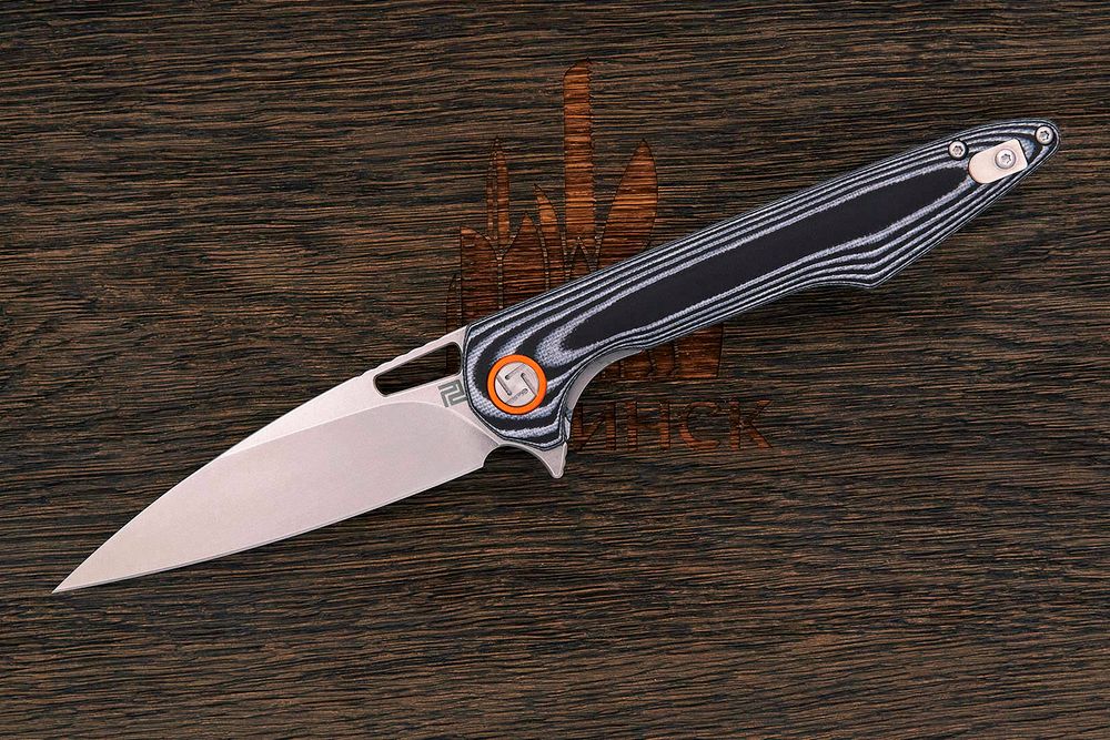 Нож складной Artisan Archaeo, клинок 98мм, сталь D2, рукоять G10 зебра