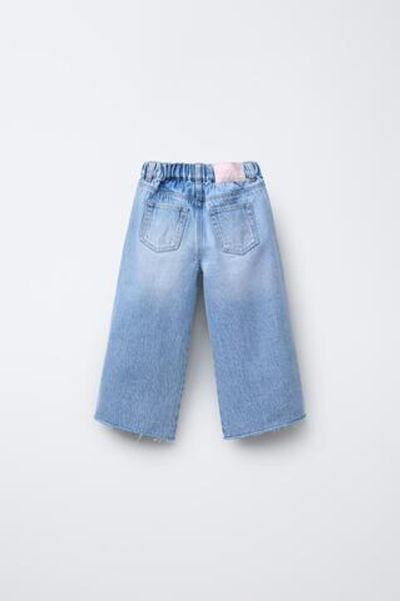 ZARA КОМБИНИРОВАННЫЕ ДЖИНСЫ WIDE LEG, ГОЛУБОЙ