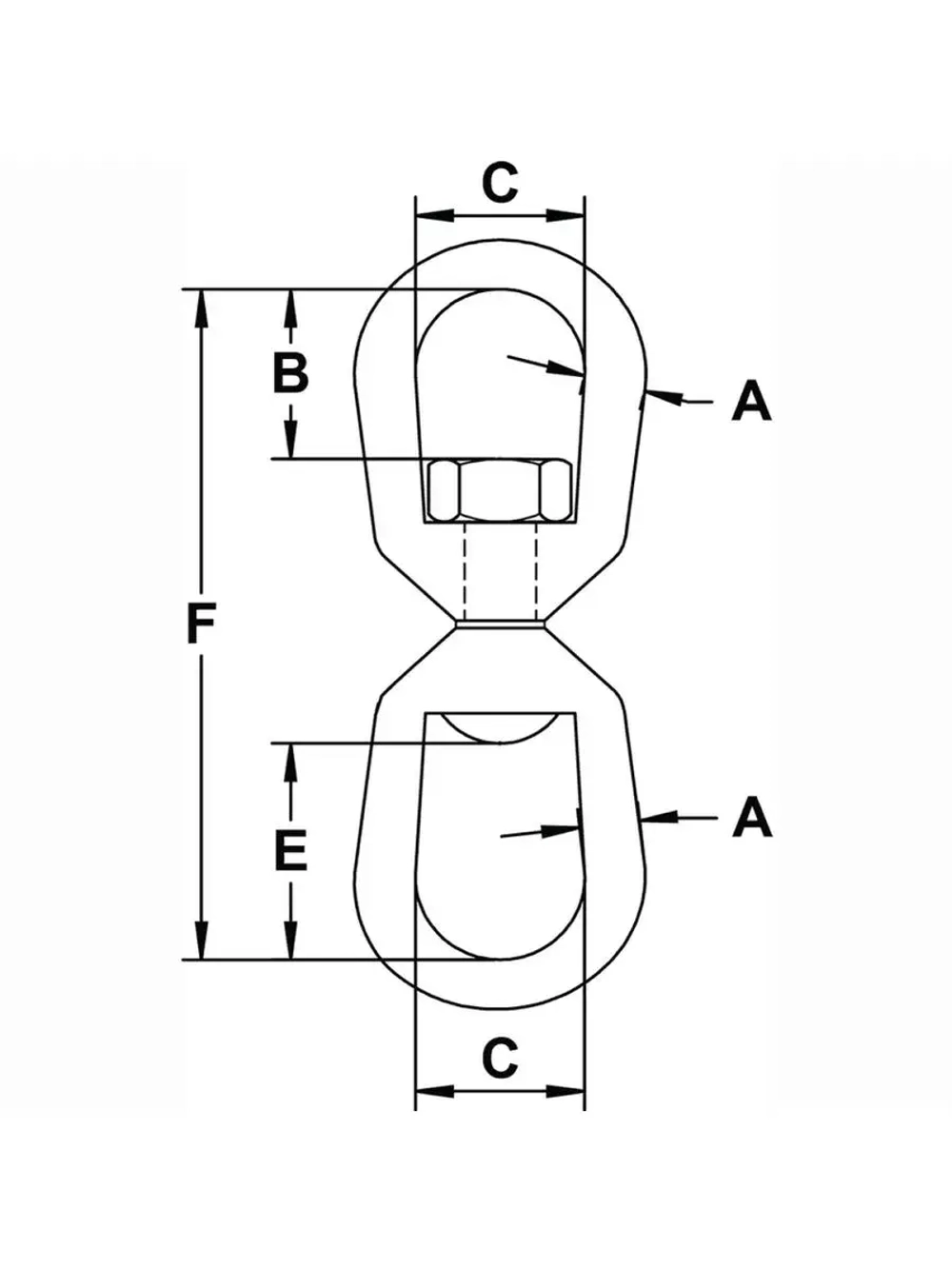 Вертлюг такелажный петля-петля 7/8" (4000кг)