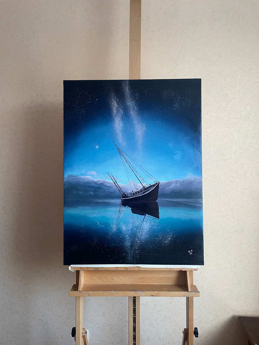 Картина маслом на холсте "Звёздный причал" 80х60 см. Деревянный подрамник. Художник Наталия Осадчук